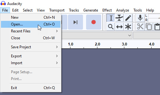 وارد کردن آهنگ در نرم افزار audacity